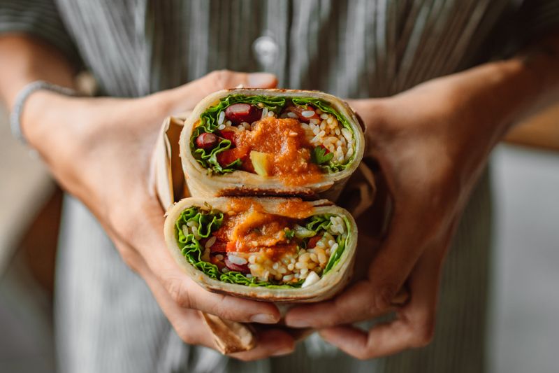 Steak and Arugula Wrap with horseradish cream
