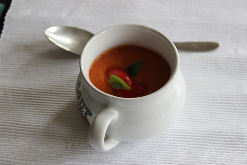 Roasted Tomato Basil Soup served warm and creamy